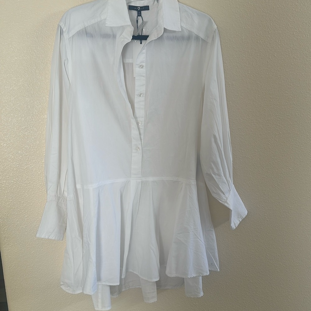 7 For All Mankind Women’s Long Sleeve Dress | White | Small